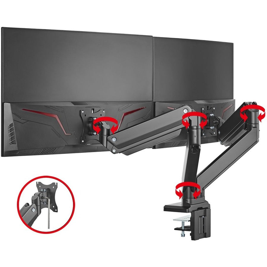 SIIG Dual Monitor Heavy-Duty Premium Aluminum Gas Spring Desk Mount - up to 43