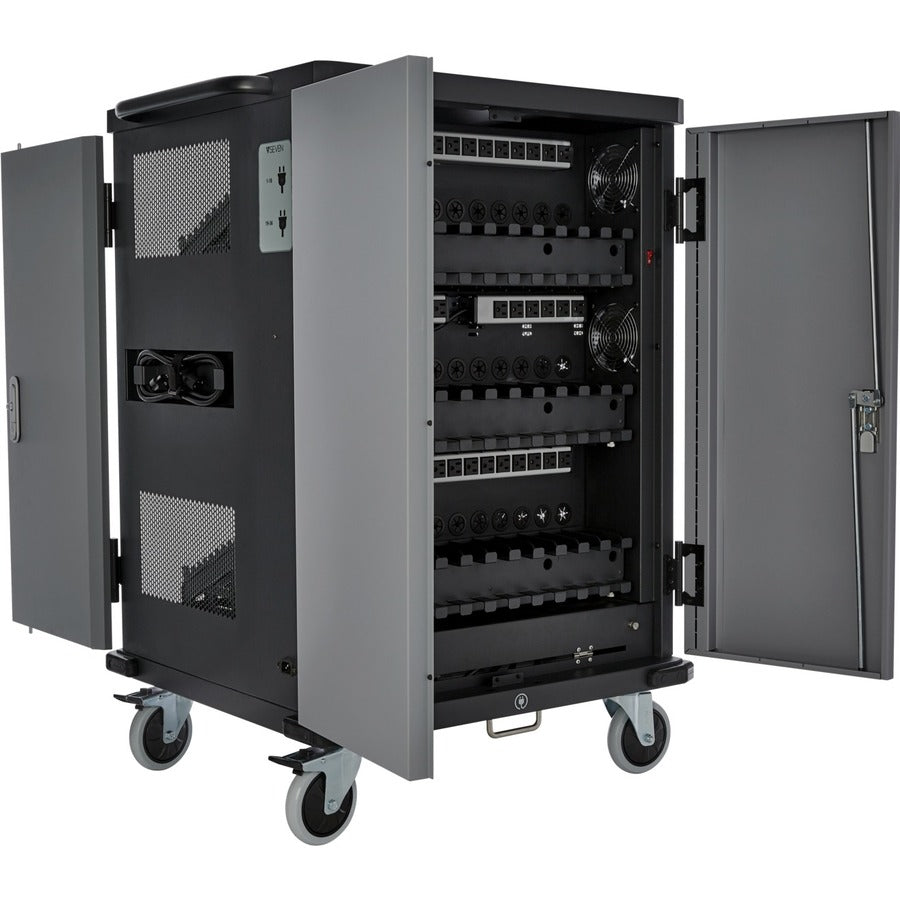 V7 Charge Cart for 36 Mobile Computers - Secure, Store and Charge Chromebooks, Notebooks and Tablets - NEMA US Plug