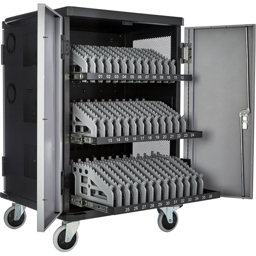 V7 Charge Cart for 36 Mobile Computers - Secure, Store and Charge Chromebooks, Notebooks and Tablets - NEMA US Plug