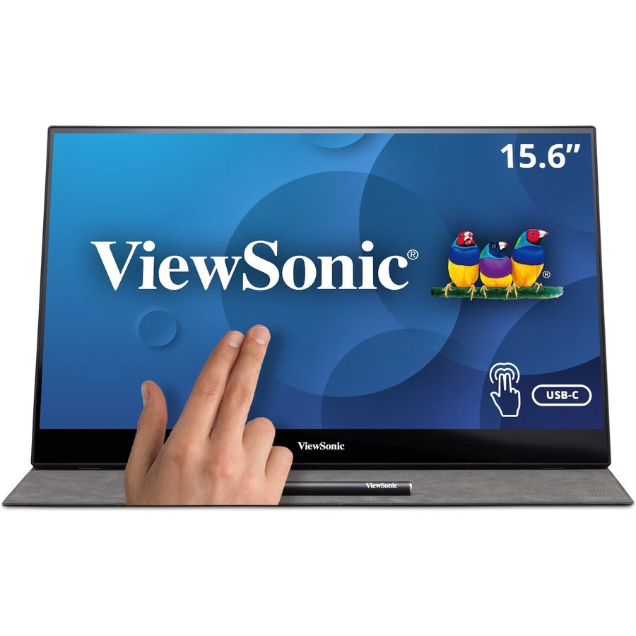 ViewSonic TD1655 15.6 Inch 1080p Portable Monitor with IPS Touchscreen, 2 Way Powered 60W USB C, Eye Care, Dual Speakers, Built-in Stand with Magnetic Cover