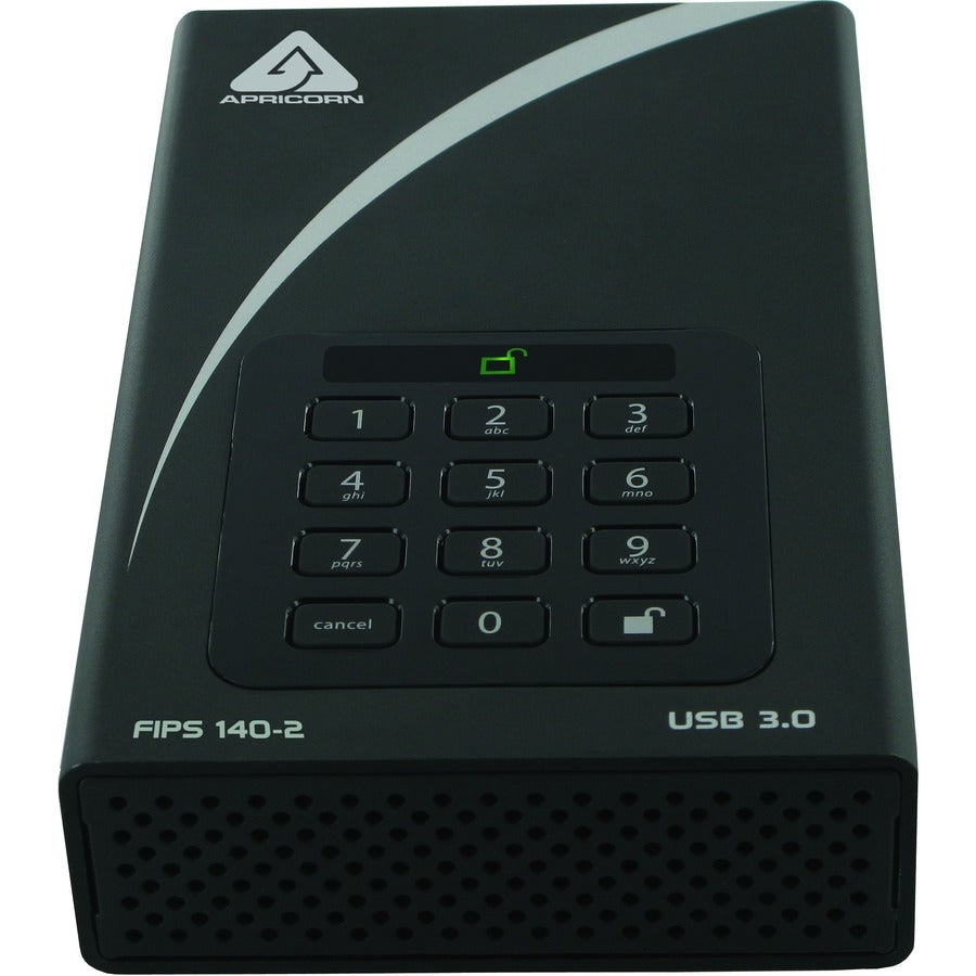 Apricorn Aegis Padlock DT FIPS ADT-3PL256F-12TB 12 TB Desktop Hard Drive - External - Black - TAA Compliant