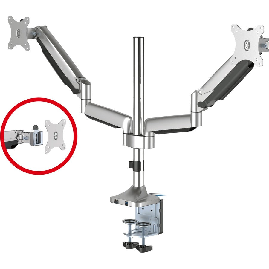 SIIG Dual Monitor Gas Spring Desk Mount with USB Port - 17