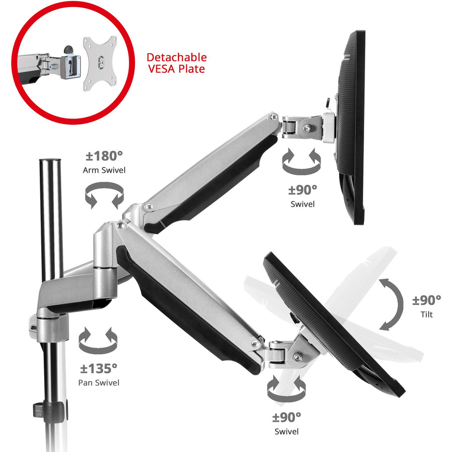 SIIG Dual Monitor Gas Spring Desk Mount with USB Port - 17