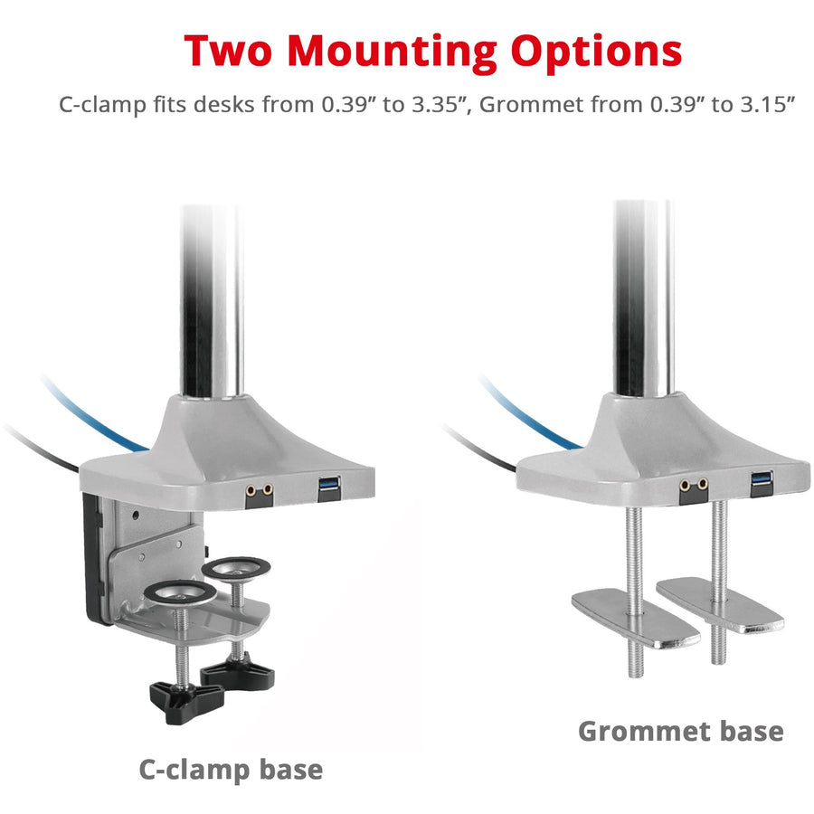 SIIG Dual Monitor Gas Spring Desk Mount with USB Port - 17