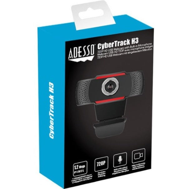 Adesso CyberTrack CyberTrack H3 Webcam - 1.3 Megapixel - 30 fps - Black, Red - USB 2.0