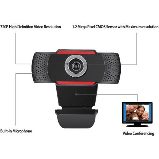 Adesso CyberTrack CyberTrack H3 Webcam - 1.3 Megapixel - 30 fps - Black, Red - USB 2.0