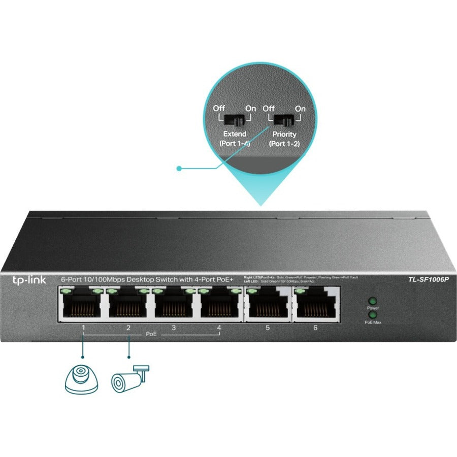 TP-Link TL-SF1006P - 6-Port Fast Ethernet 10/100Mbps PoE Switch