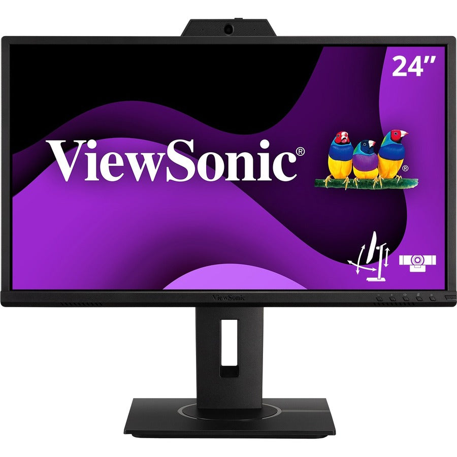 ViewSonic VG2440V 24 Inch 1080p IPS Video Conferencing Monitor with Integrated 2MP Camera, Microphone, Speakers, Eye Care, Ergonomic Design, HDMI DisplayPort VGA Inputs for Home and Office