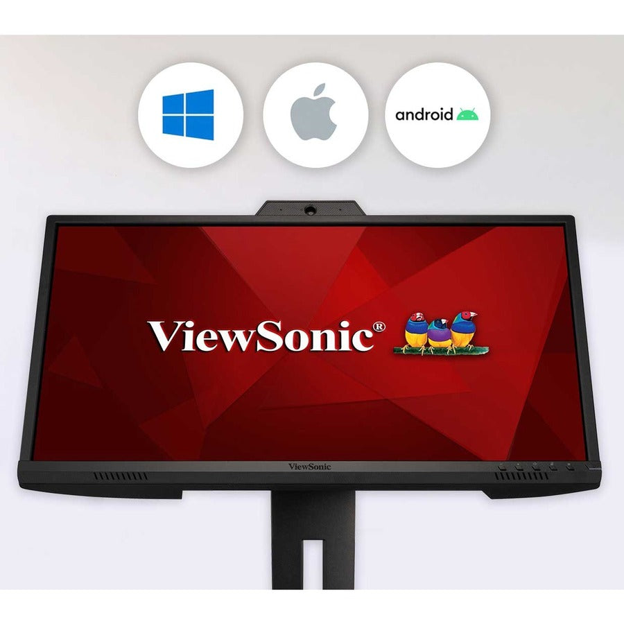 ViewSonic VG2440V 24 Inch 1080p IPS Video Conferencing Monitor with Integrated 2MP Camera, Microphone, Speakers, Eye Care, Ergonomic Design, HDMI DisplayPort VGA Inputs for Home and Office