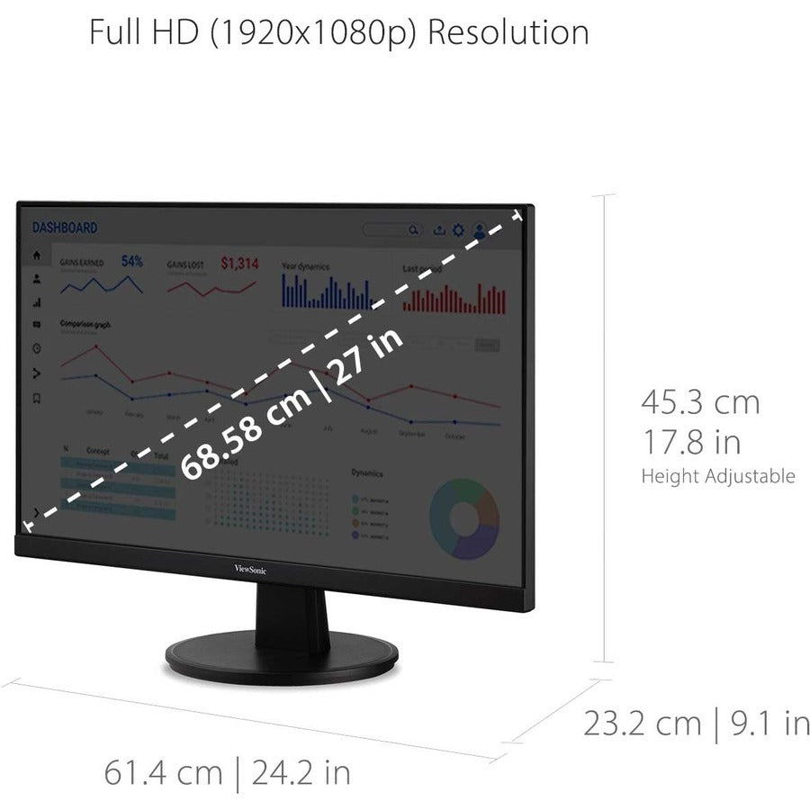 ViewSonic VA2747-MH 27 Inch Full HD 1080p Monitor with FreeSync, 100Hz, Ultra-Thin Bezel, Eye Care, HDMI, VGA Inputs for Home and Office