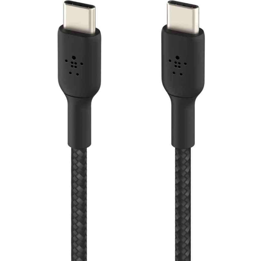 Belkin 60W USB-C to USB-C Cable - 480 Mbps - Nylon, Braided - M/M - 2m/6.6ft - Black