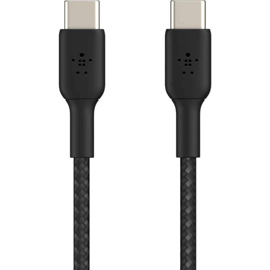 Belkin 60W USB-C to USB-C Cable - 480 Mbps - Nylon, Braided - M/M - 2m/6.6ft - Black