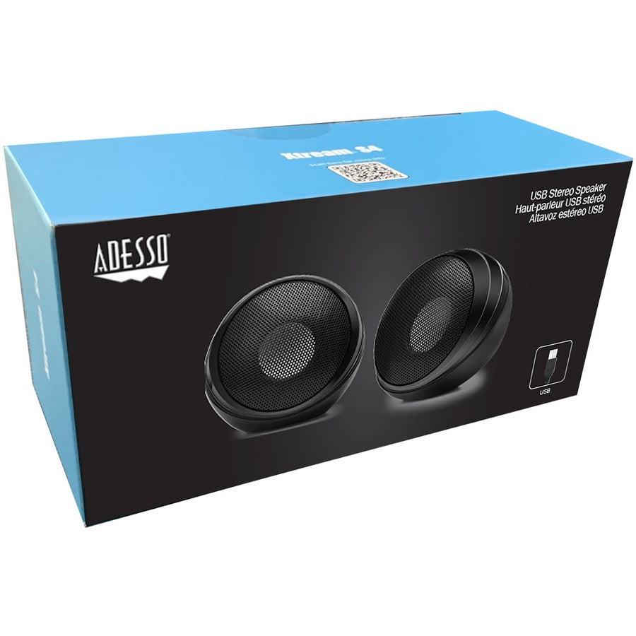 Adesso Xtream S4 USB-Powered Desktop Computer Speaker with Dynamic Sound - 5W x 2