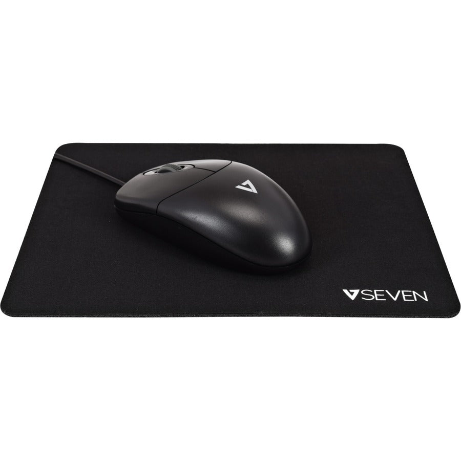 V7 Antimicrobial Mouse Pad Black, polymer treated surface, anti-slip base, anti-odor and stain