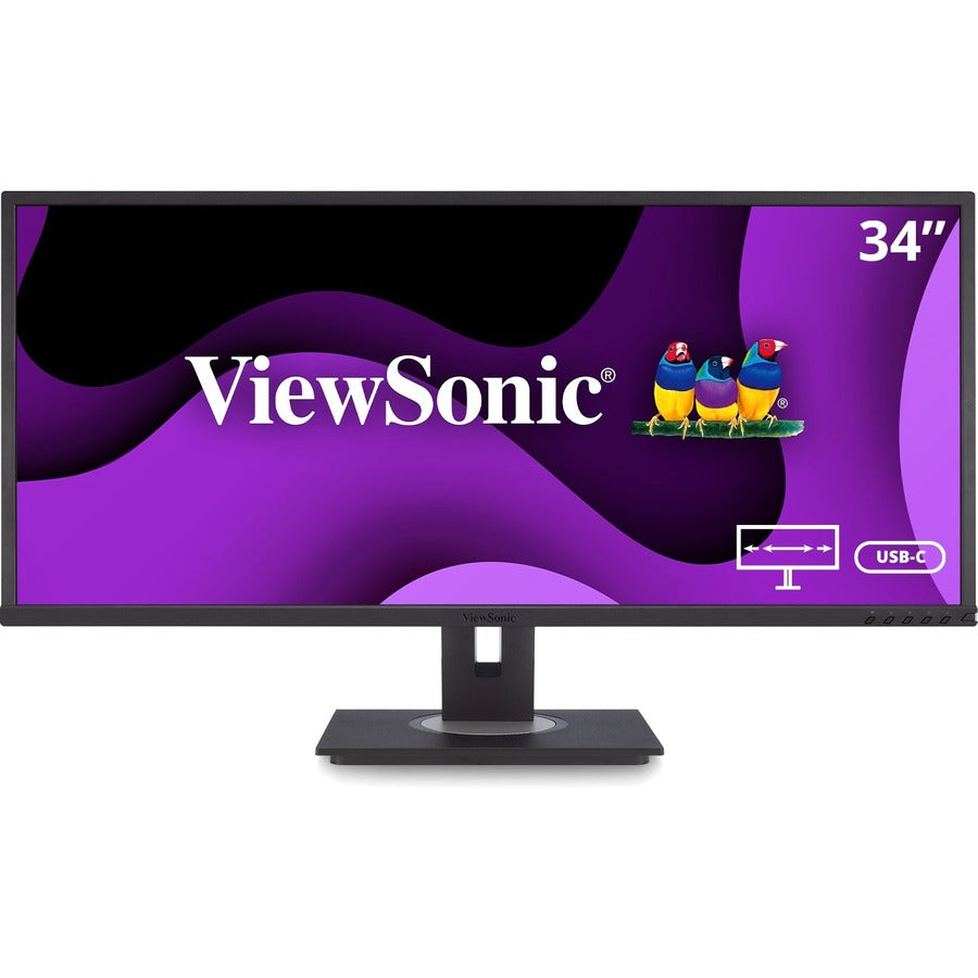 ViewSonic VG3456 34 Inch 21:9 1440p Monitor with Ergonomics Design, USB C, FreeSync, Docking Built-In, Gigabit Ethernet RJ45 for Home and Office