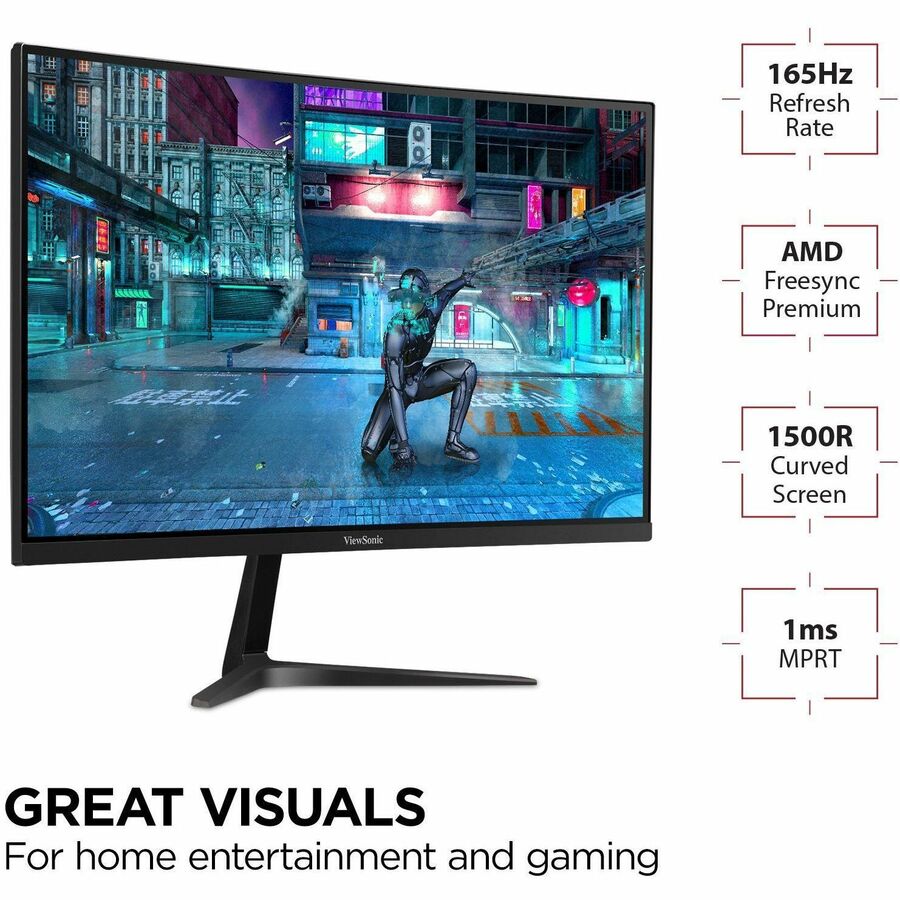 ViewSonic VX2718-PC-MHD 27 Inch Curved 1080p 1ms 180Hz Gaming Monitor with FreeSync Premium, Eye Care, HDMI and Display Port