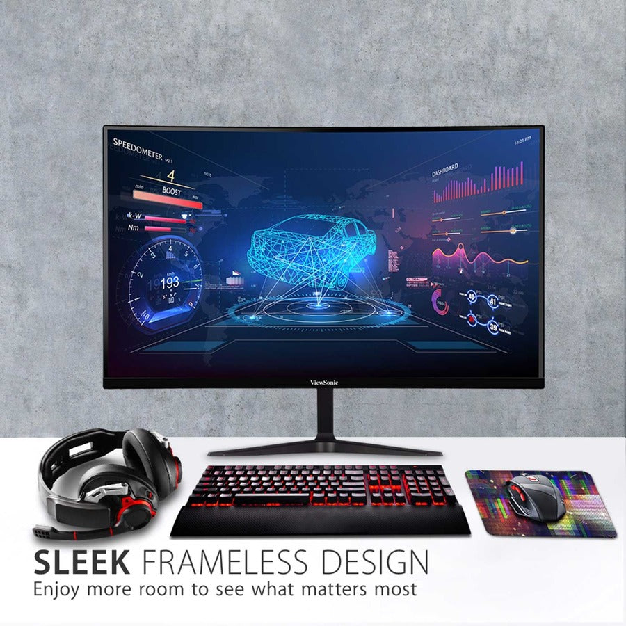 ViewSonic VX2718-PC-MHD 27 Inch Curved 1080p 1ms 180Hz Gaming Monitor with FreeSync Premium, Eye Care, HDMI and Display Port