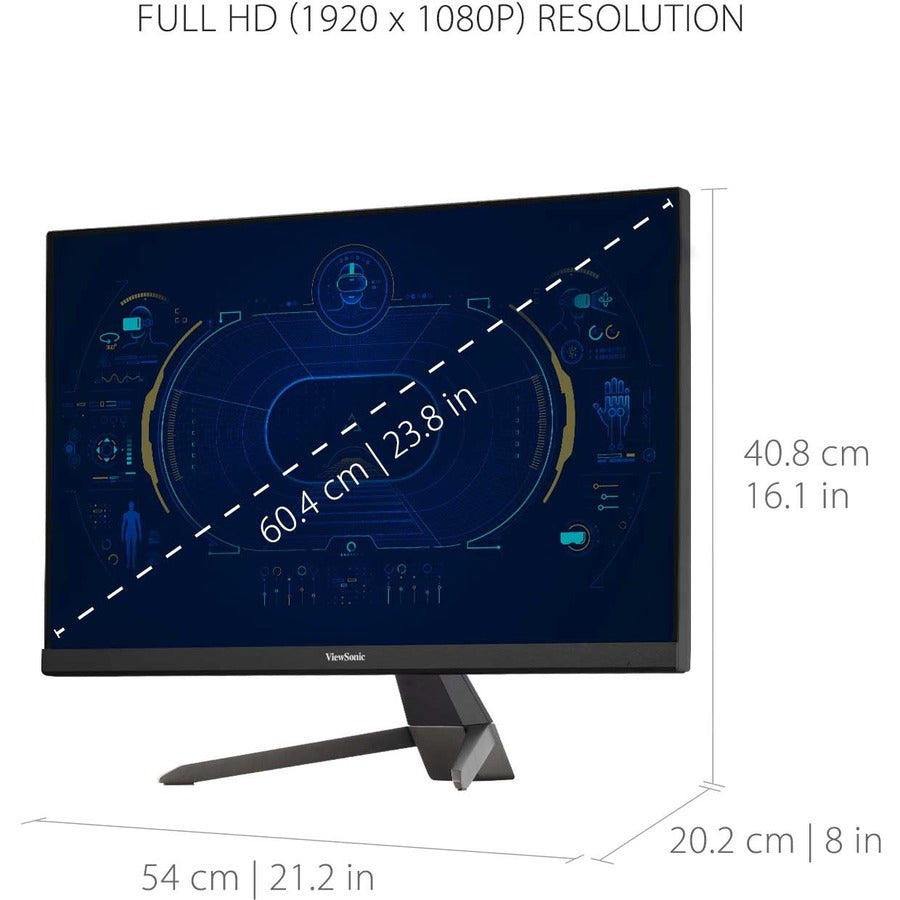 ViewSonic VX2467-MHD 24 Inch 1080p Gaming Monitor with 100Hz, 1ms, Ultra-Thin Bezels, FreeSync, Eye Care, HDMI, VGA, and DP