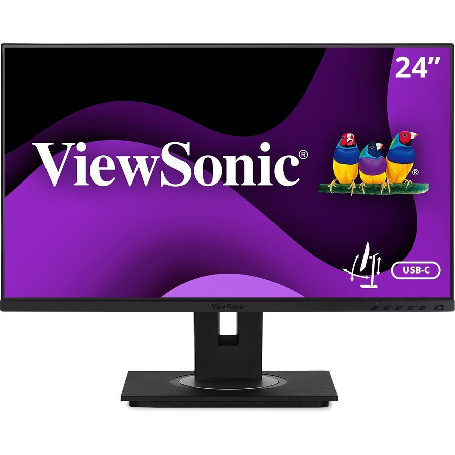 ViewSonic VG2456A 24 Inch 1080p IPS Monitor with 90W USB C, Docking Built-In, RJ45, 40 Degree Tilt Ergonomics for Home and Office