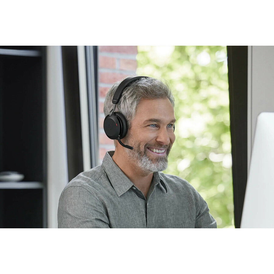 Jabra Evolve2 75 Wireless On-ear Stereo Headset - USB-C - Unified Communication - Black - Binaural - Ear-cup - 3000 cm - Bluetooth - 20 Hz to 20 kHz - MEMS Technology Microphone - Noise Cancelling