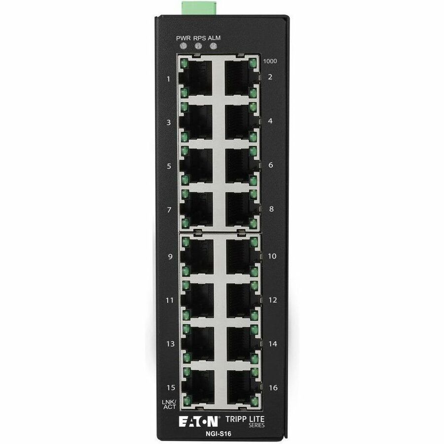 Eaton Tripp Lite Series 16-Port Lite Managed Industrial Gigabit Ethernet Switch - 10/100/1000 Mbps, -10° to 60°C, DIN Mount, TAA