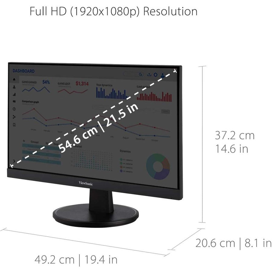 ViewSonic VA2247-MH 22 Inch Full HD 1080p Monitor with 100Hz, FreeSync, Ultra-Thin Bezel, Eye Care, HDMI, VGA Inputs for Home and Office