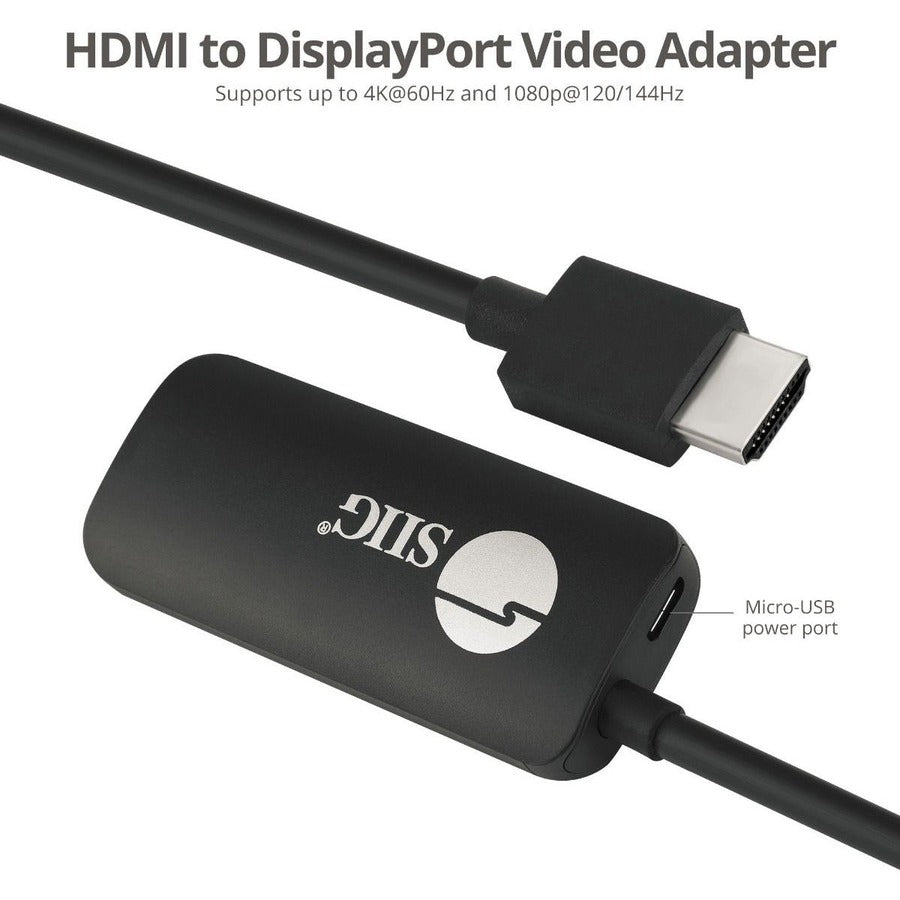 SIIG HDMI to DisplayPort 1.2 4K 60Hz Converter Adapter