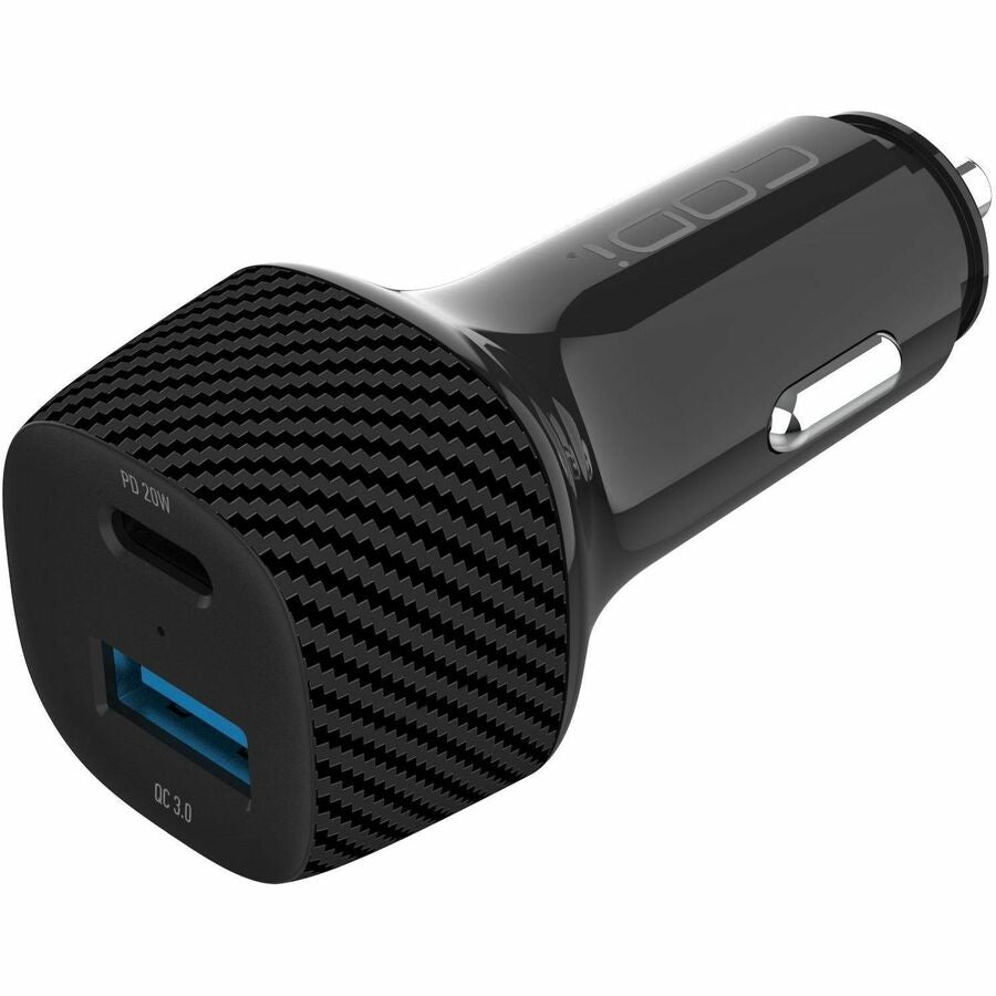 CODi Dual Port 20W Car Charger/Auto Adapter (USB-C, USB-A Outputs)