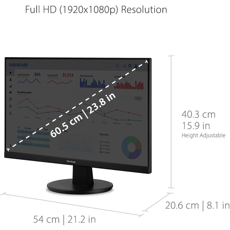 ViewSonic VA2447-MH 24 Inch Full HD 1080p Monitor with 100Hz, Ultra-Thin Bezel, AMD FreeSync, Eye Care, and HDMI, VGA Inputs for Home and Office