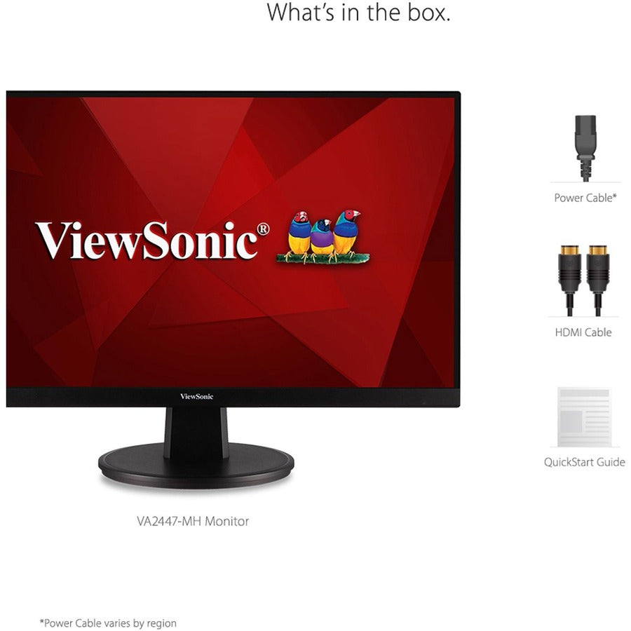 ViewSonic VA2447-MH 24 Inch Full HD 1080p Monitor with 100Hz, Ultra-Thin Bezel, AMD FreeSync, Eye Care, and HDMI, VGA Inputs for Home and Office