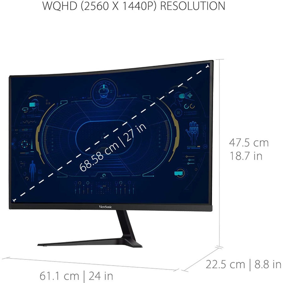 ViewSonic VX2718-2KPC-MHD 27 Inch Curved 1440p 1ms 180Hz Gaming Monitor with FreeSync Premium, Eye Care, HDMI and Display Port