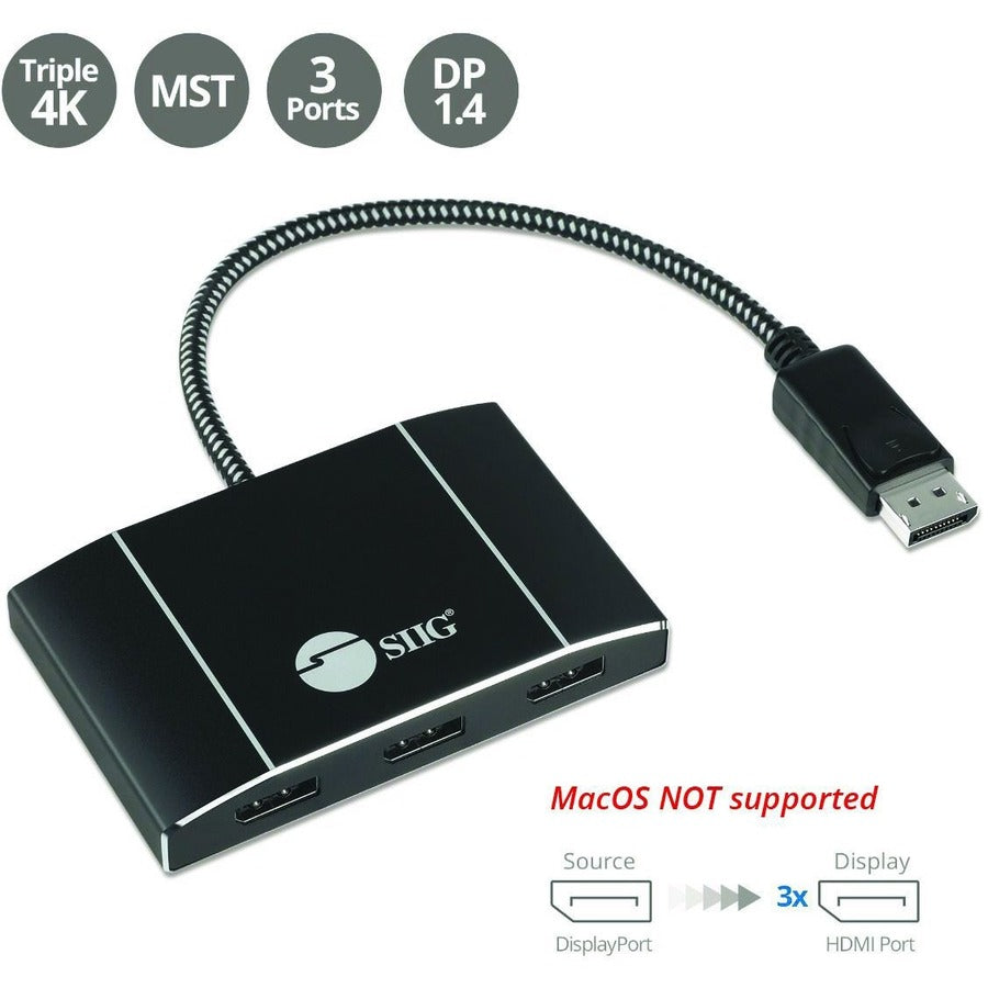 SIIG 8K 1x3 DisplayPort 1.4 to DisplayPort MST Hub Splitter