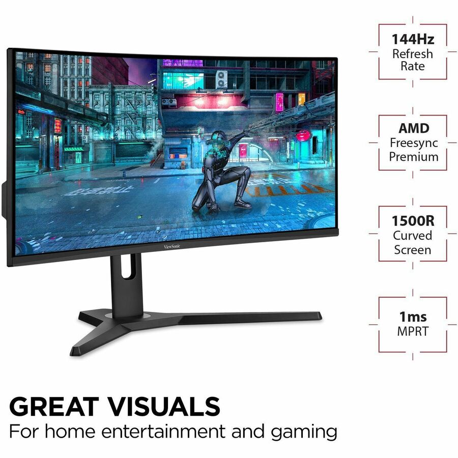 ViewSonic VX3418-2KPC 34 Inch 21:9 Curved 1440p 1ms 144Hz Gaming Monitor with FreeSync Premium, Eye Care, HDMI and Display Port