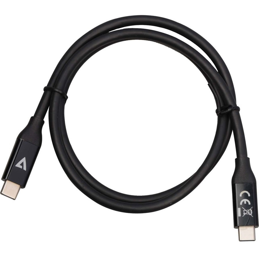 V7 USB-C Male to USB-C Male Cable USB4 40 Gbps 5A 0.8m/2.6ft Black