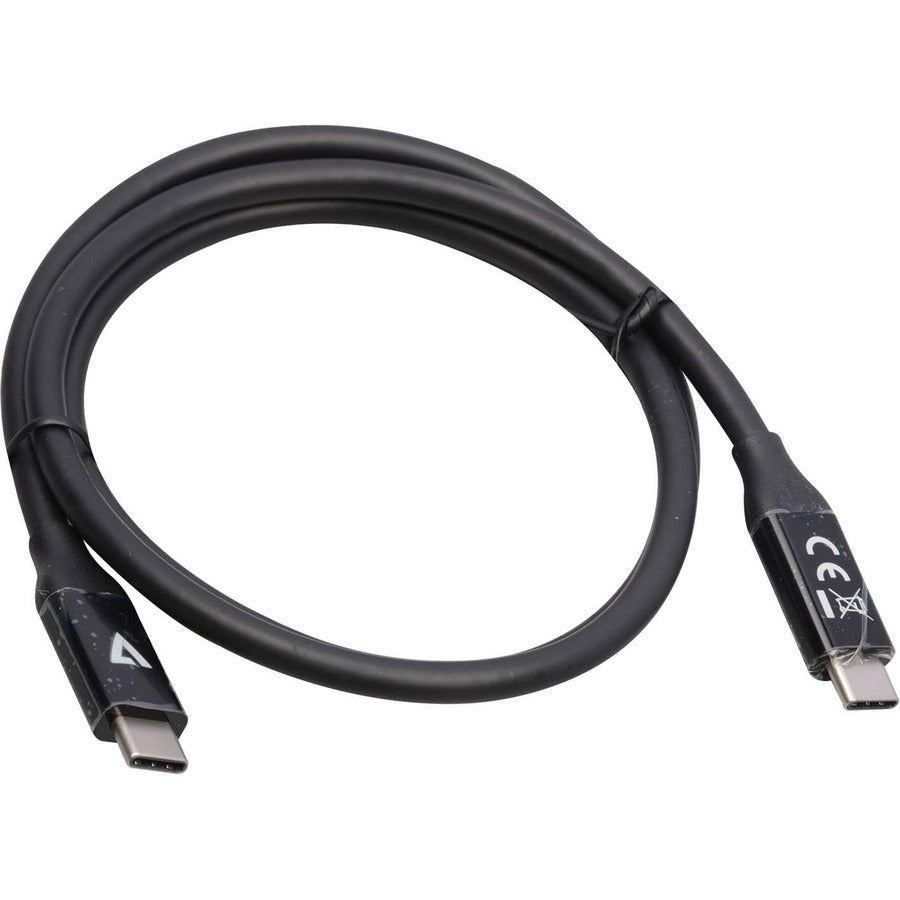 V7 USB-C Male to USB-C Male Cable USB4 40 Gbps 5A 0.8m/2.6ft Black