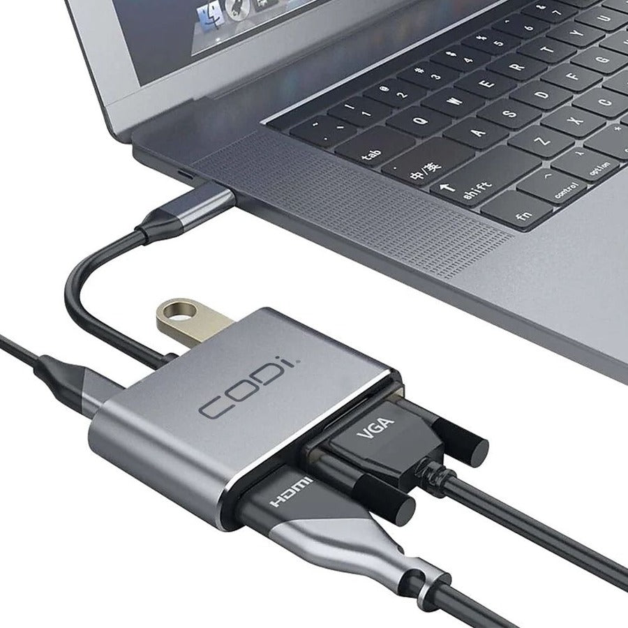 CODi 4-In-1 USB-C Display Adapter (HDMI, VGA, USB-C PD, USB-A 3.0)