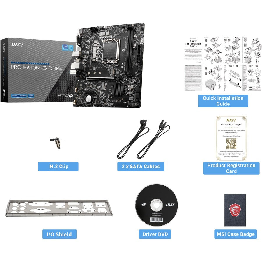 MSI H610M-G DDR4 Desktop Motherboard - Intel H610 Chipset - Socket LGA-1700 - Micro ATX