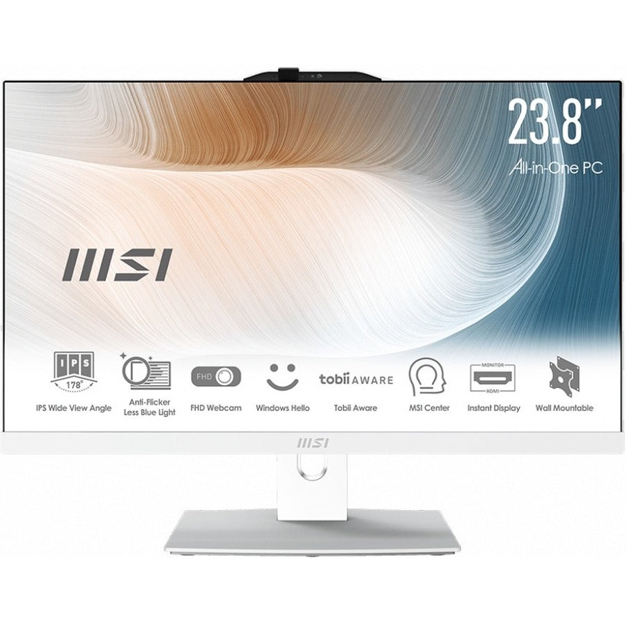 MSI Modern AM242TP 12M-056US All-in-One Computer - Intel Core i5 12th Gen i5-1240P - 8 GB - 512 GB SSD - 23.8? Full HD Touchscreen - Desktop - White