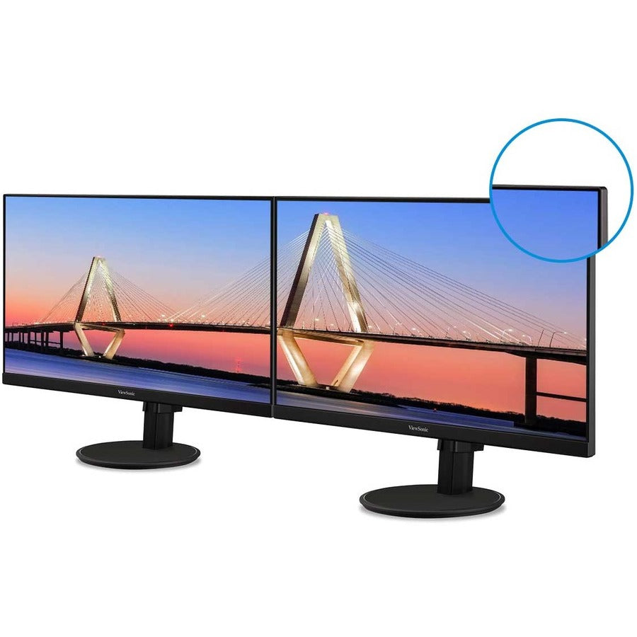 ViewSonic VA2447-MHU 24 Inch Full HD 1080p USB C Monitor with Ultra-Thin Bezel, AMD FreeSync, 100Hz, Eye Care, 15W Charging, HDMI, and VGA Inputs for Home and Office