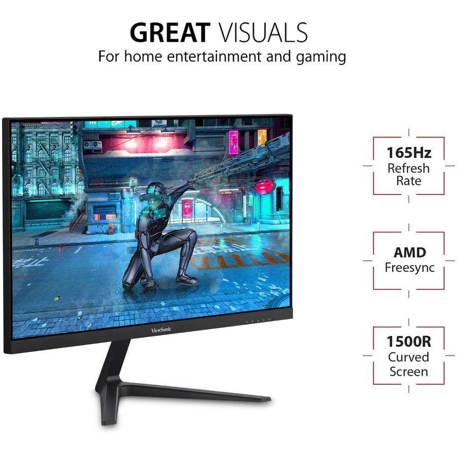 ViewSonic VX2418C 24 Inch 1080p 1ms 180Hz Curved Gaming Monitor with FreeSync Premium, Eye Care, HDMI and DisplayPort