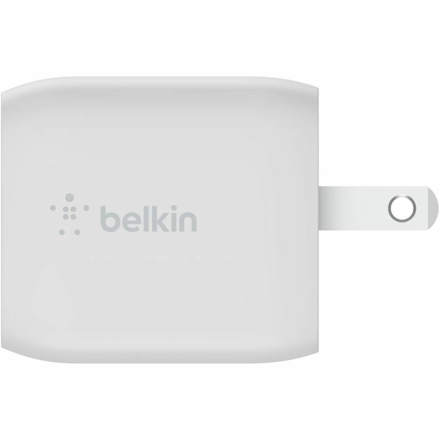 Belkin 45W Portable Dual Port GaN Wall Charger - 2xUSB-C (45W Total) - w/ USB-C to USB-C Cable - Fast Charging - Power Adapter - White