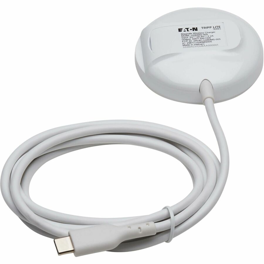 Eaton Tripp Lite Series 15W Wireless Charging Pad for iPhone - MagSafe Charging, Adjustable Stand, 5 ft. Cable, White