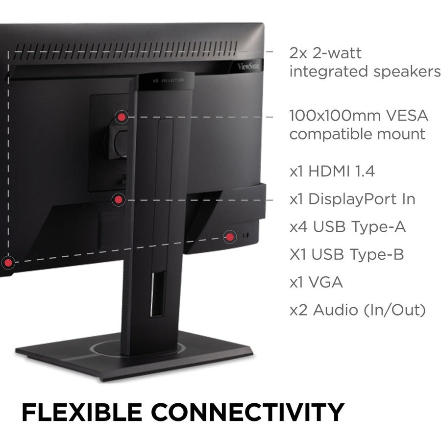 ViewSonic VG2240 22 Inch 1080p Ergonomic Monitor with 100Hz, USB Hub, HDMI, DisplayPort, VGA Inputs for Home and Office