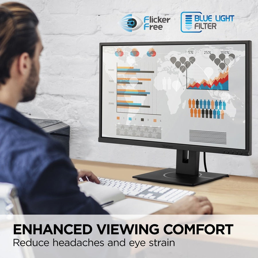 ViewSonic VG2240 22 Inch 1080p Ergonomic Monitor with 100Hz, USB Hub, HDMI, DisplayPort, VGA Inputs for Home and Office