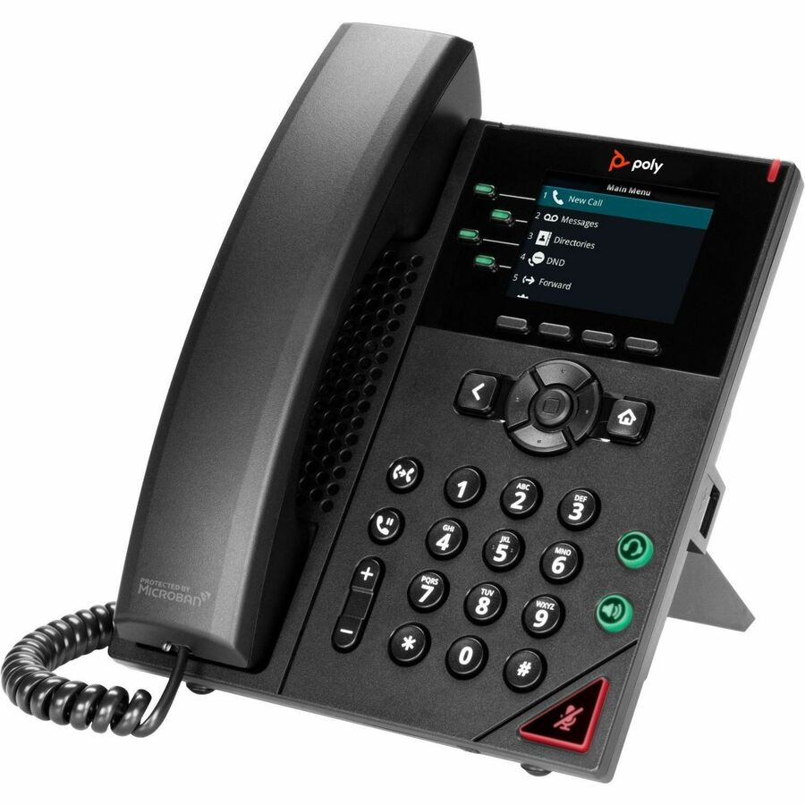 Poly VVX 250 IP Phone - Corded - Corded - Desktop, Wall Mountable - Black