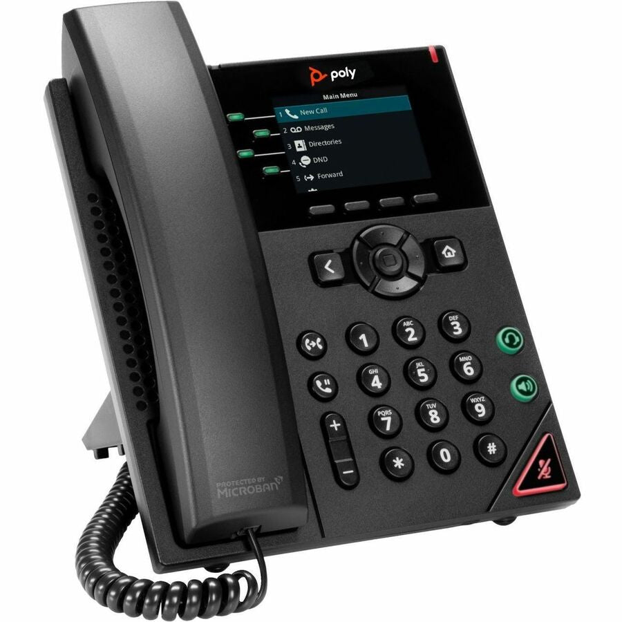 Poly VVX 250 IP Phone - Corded - Corded - Desktop, Wall Mountable - Black