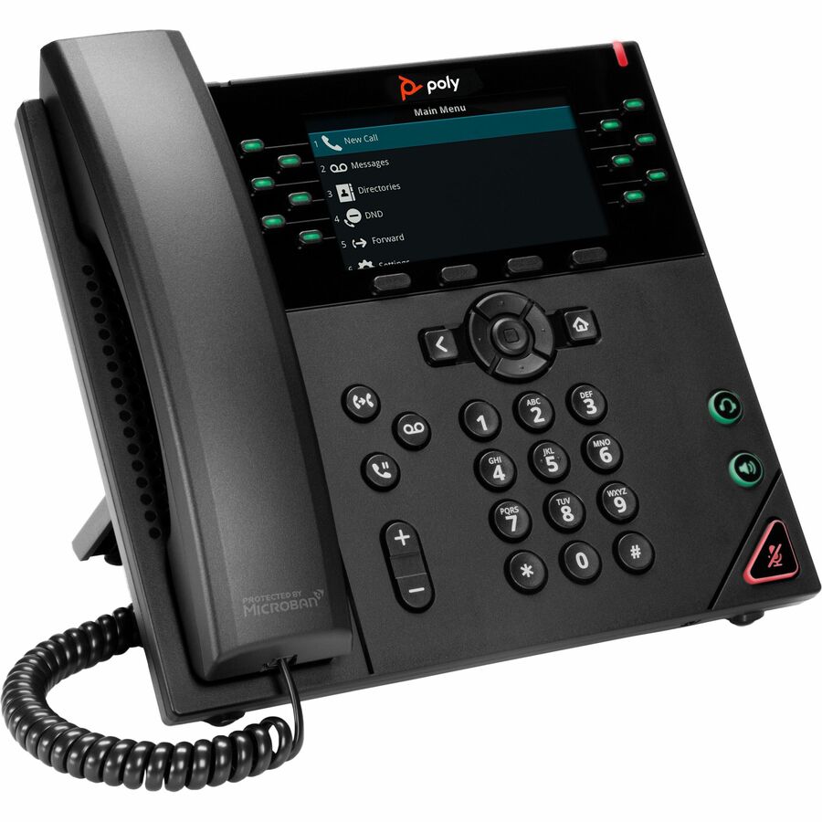 Poly VVX 450 IP Phone - Corded - Corded - Desktop, Wall Mountable - Black