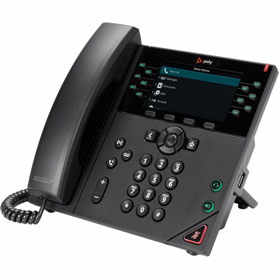 Poly VVX 450 IP Phone - Corded - Corded - Desktop, Wall Mountable - Black