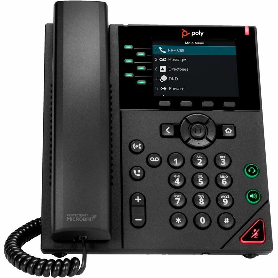 Poly VVX 350 IP Phone - Corded - Corded - Desktop, Wall Mountable - Black