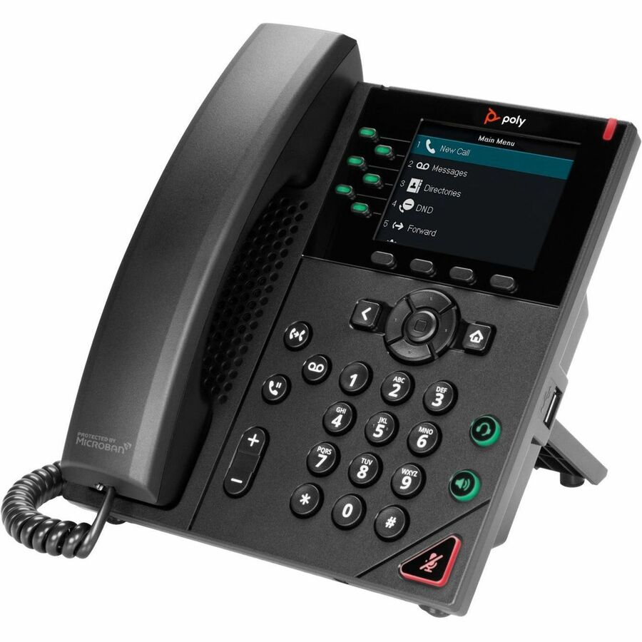 Poly VVX 350 IP Phone - Corded - Corded - Desktop, Wall Mountable - Black